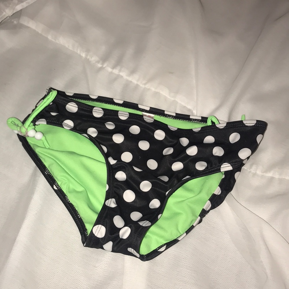 Poka dot lime green swim bottoms